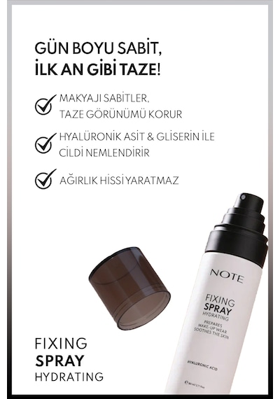 Note Hydrating Fixing Spray Makyaj Sabitleyici Sprey - Şeffaf