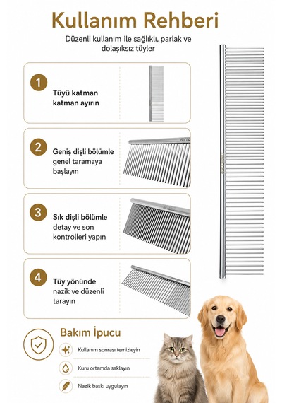 Artero Ginger Uzun Dişli Köpek Tarağı 18cm