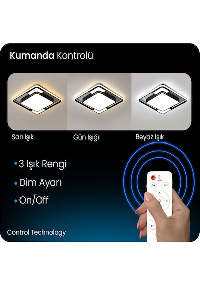 Işık Karesi Tavan Lambası,modern Led Aydınlatma Siyah