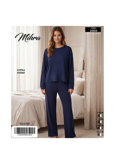 Mihra Kadın Oysho Bisiklet Yaka Uzun Kol Baharlık Pijama Takımı 20103lc - 1 Adet Lacivert Mihra Kadın Oysho Bisiklet Yaka Uzun Kol Baharlık Pijama Takımı 20103lc - 1 Adet Lacivert