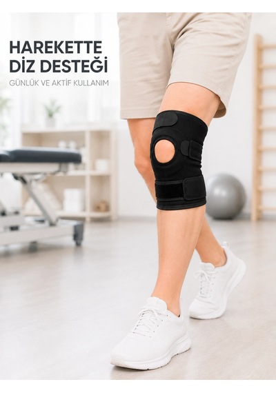 Trendexa Mey İthalat Kısa Ligamentli Dizlik Açık Diz Kapağı Ayarlanabilir Cırtlı Diz Destekleyici Spor Dizlik