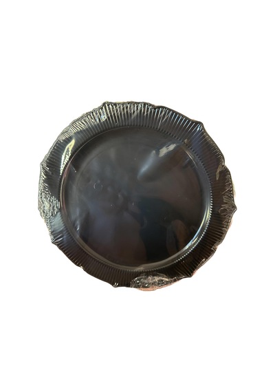 Omeyva Davet Parti Sunum Doğum Günü Siyah Renkli Sert Plastik Mika Tabak - 22 Cm. - 6 Adetlik Paket Siyah