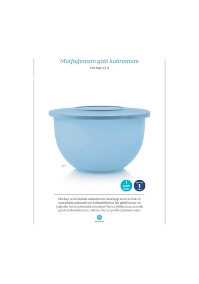 Tupperware Eko Kap 4 3 L Buz Mavisi Hamur Yoğurt Mayalama