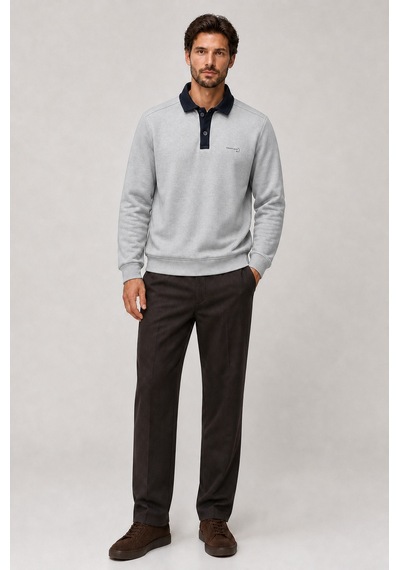 Redline Snap Erkek Regular Fit Düğmeli Kışlık Sweatshirt Gri