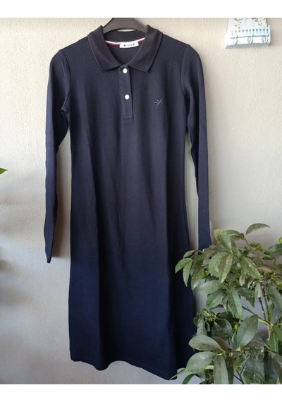 Butik Ayvitrin Kadın Midi Lakos Yaka Elbise Lacivert