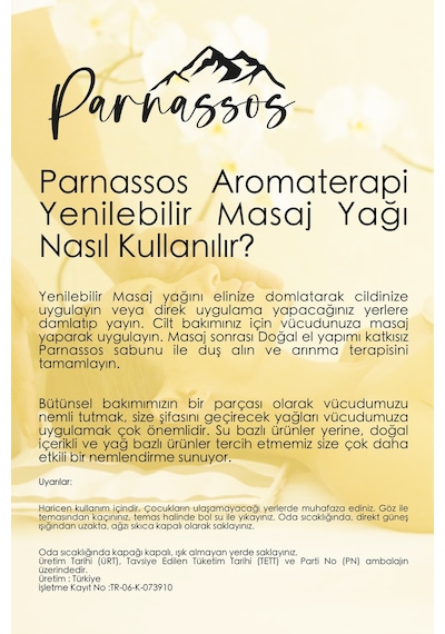 Parnassos Vanilyalı Yenilebilir Doğal Masaj Yağı 150 ML