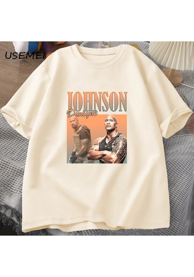 Flood Of Style Dwayne Johnson Kaya Sert T-shirt Erkekler Yaz Giysileri Harajuku Erkekler Kısa Kollu Erkek T- Haki