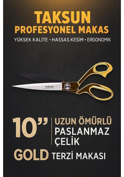 Lexroo Taksun Profesyonel Makas, No.1250, Paslanmaz Çelik, Karton, Kumaş Kesimi, Ergonomik