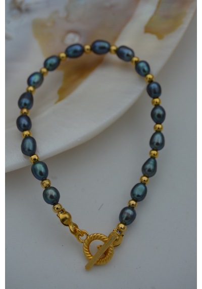 Stoneage Jewellery Siyah Arpa Incili Bileklik Çok Renkli