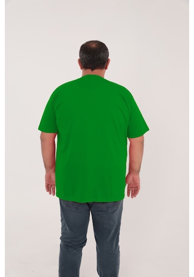 Big Nona Erkek Büyük Beden Unisex T-shirt V Yaka Koyu Yeşil