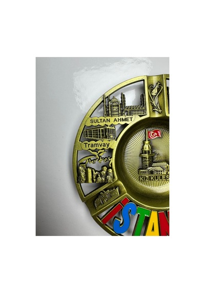 İstanbul Temalı Metal Küllük Kabartma Figürlü Dekoratif Tasarım Gold, Bakır, Gümüş 784517417