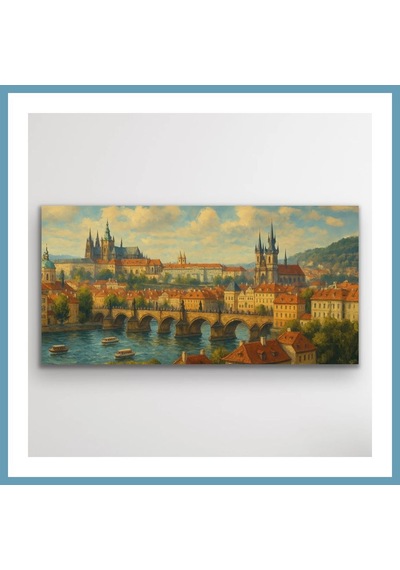 Bezos Prag Şehir Manzarası Kanvas Tablo 60x120cm Mbt06 Çok Renkli