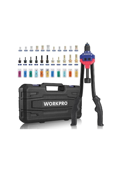 Workpro Wp200532 400 Mm Ağır Hizmet Kollu Somun Perçinleme Tabancası + 185 Parça Somun Perçin Seti