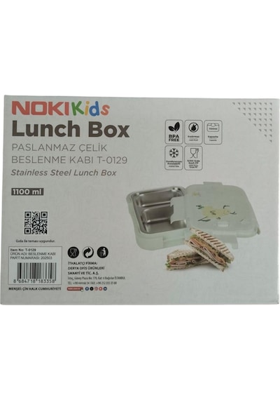 Noki Kids Paslanmaz Çelik Beslenme Kabı 1100 Ml Çift Bölmeli Çok Renkli