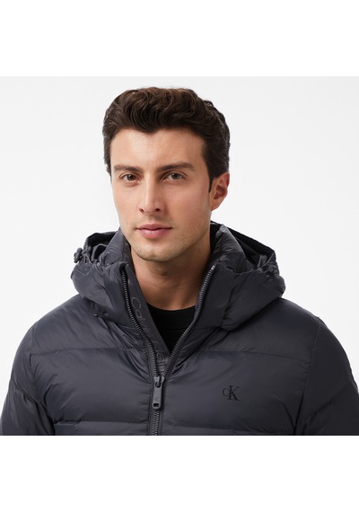 Calvin Klein Nylon Zip Off Hood Down Puffer Erkek Siyah Montlv04rc518g Gri