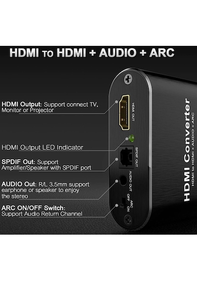 Hdmi To Hdmi Optik Stereo 2.0 4K Ayırıcı Çevirici 4365P Dönüştürü