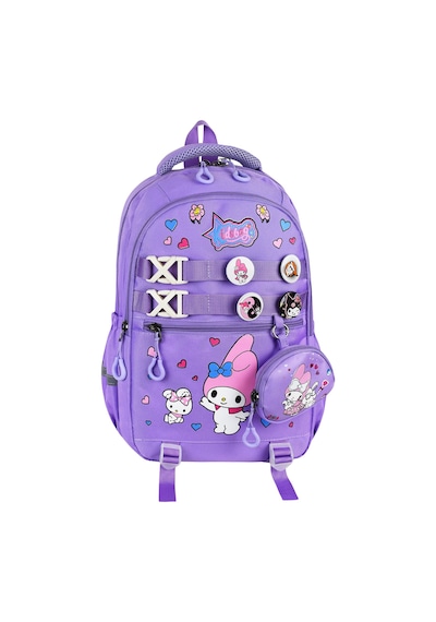 My Melody Baskılı Aksesuarlı Ortopedik Su Geçirmez Ultra Lüx Okul Çantası Termal Beslenme Ve Kalemlik Mor