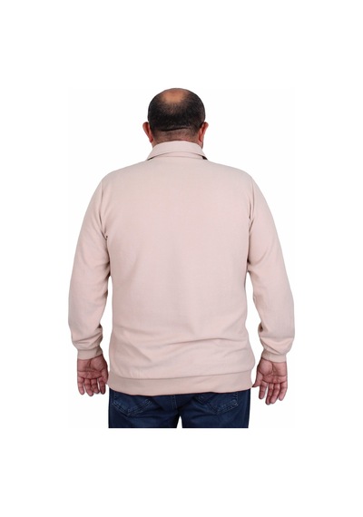 Moc Grande Mocgrande Erkek Büyük Beden Polo Yaka Sweat Orjinal 24409 Bej