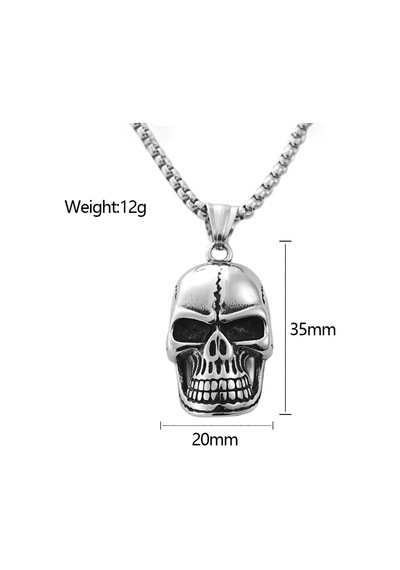 Forentina 315l Çelik Kurukafa Erkek Kolye - 60cm Zincir Ps3593 Gümüş