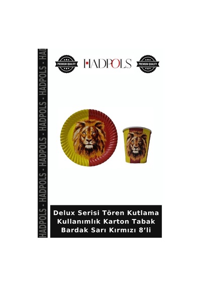 Delux Serisi Tören Kutlama Kullanımlık Karton Tabak Bardak Sarı Kırmızı 8 Li Diğer