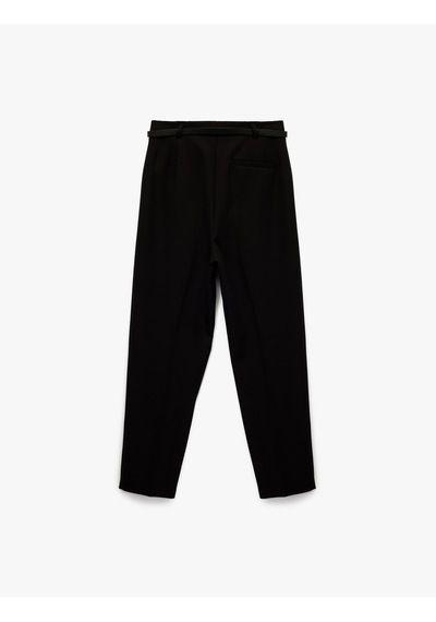 Koton Yüksek Bel Cigarette Pantolon Kemerli Slim Fit Siyah 7wak40013uw