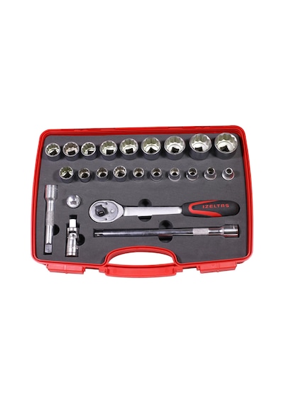 İzeltaş 1/2" 12 Köşe Lokma Anahtar Takımı Set 24 Parça