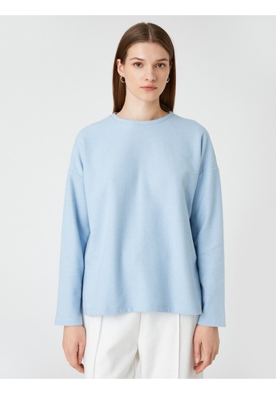 Koton Relax Fit Sweatshirt Uzun Kollu Mavi 3sak30009ek Mavi