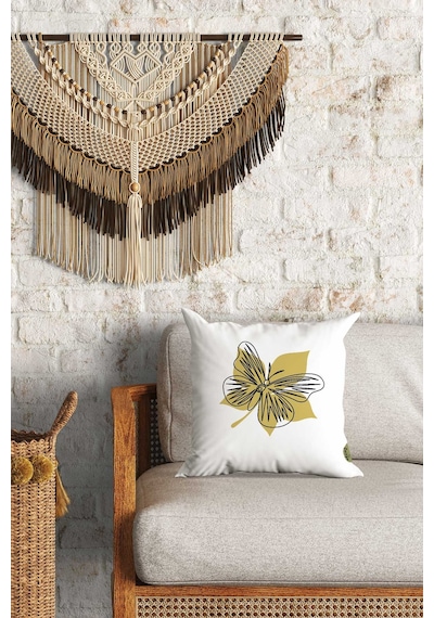 Çizgi Kelebek Desenli Çift Yön Dijital Baskılı Dekoratif Kırlent Kılıfı Yastık Kılıfı 39x39cm Çok Renkli