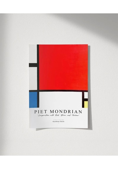 Çerçevesiz Poster Piet Mondrian Kırmızı, Mavi Ve Sarıdan Oluşan Kompozisyon