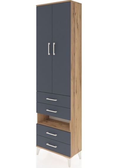 Arges Dolap 3 Raflı 4 Çekmeceli Tek Askılı 60x30x221 Çam-antr... Çam
