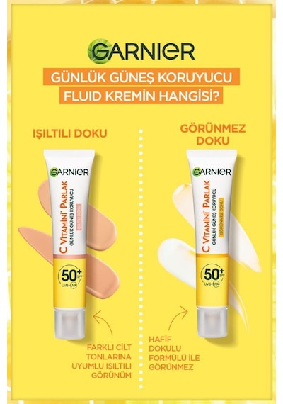 Garnier C Vitamini Parlak Işıltılı Doku Koruyucu Güneş Kremi SPF50+ 2 x 40 ML