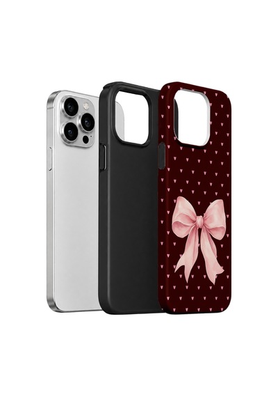 Velvoria Valestra Blush Heart Bow Apple iPhone Uyumlu 15 Pro Darbe Korumalı Kılıf Valestra Select - Blush Heart Bow