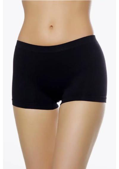 Miresa Basic Lazer Kesim Dikişsiz Kadın Boxer Külot 2'li Paket Siyahten
