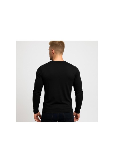 Axxel Erkek Pamuklu Likralı Süprem Uzun Kollu T-shirt-d236 Siyah