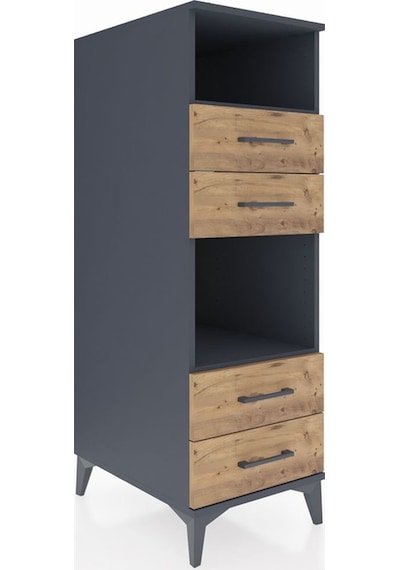 Kronos Dolap 2 Raflı 4 Çekmeceli 44x59x134 Antrasit-çam Antrasit