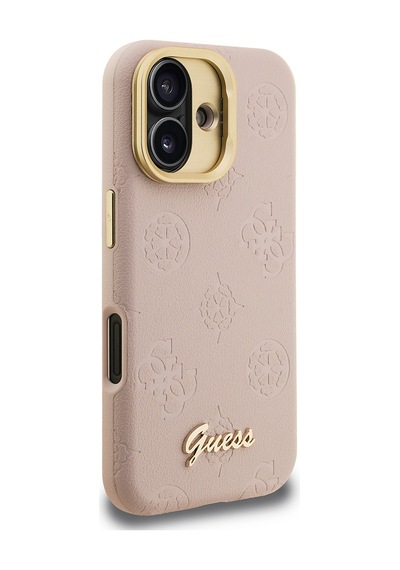 Apple Uyumlu iPhone 16 Kılıf Guess Lisanslı M-safe Şarj Özellikli Kamera Standlı Pu Deri Peony Kapak Pembe