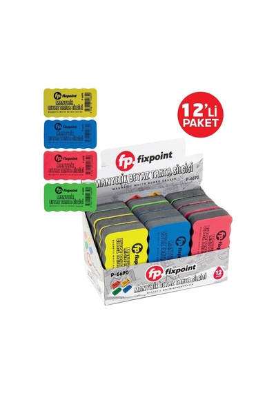 Manyetik Tahta Silgisi Fixpoint P-6690 12li Stand