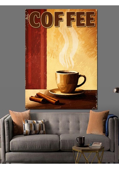 "coffee" Retro Kahve Posteri Dekoratif Kanvas - Mdf Ahşap Tablo