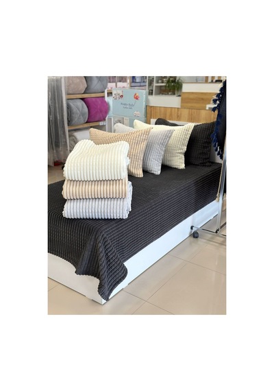 Ete Hometex Merinos Modern Lıne 2 Prç.battaniye Ve Yatak Örtüsü Seti Antrasit 8696474231362