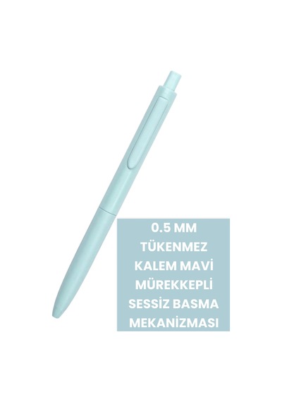 0.5 Mm Tükenmez Kalem Mavi Mürekkepli Sessiz Basma Mekanizması Amerikan Markası Writech Üretim Mavi