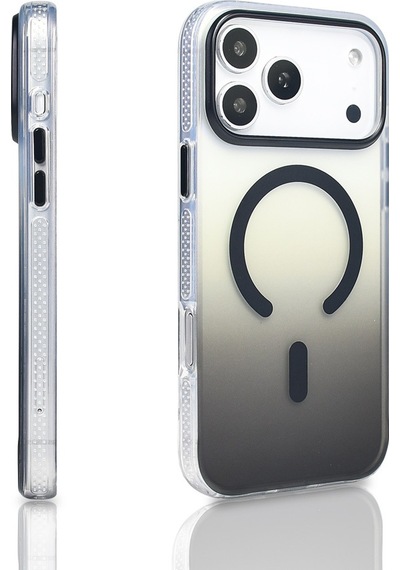Apple Uyumlu iPhone 17 Pro Max Kılıf Transparan Renk Geçişli M-safe Şarj Özellikli Toros Kapak Siyah