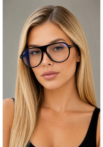Aneta Pilot Model Mavi Işık Koruyucu Siyah Çerçeve Optik Uyumlu Gözlük Çok Renkli