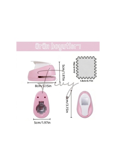Pembe Pul Delgeç Tasarım Scrapbooking Malzemesi - Pul Şekilli Delgeç Kağıt Kesici Genel