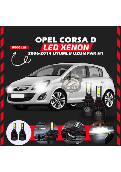 Opel Corsa D 2006-2014 Uzun Far Uyumlu Şimşek Etkili Led Xenon Light Series H1