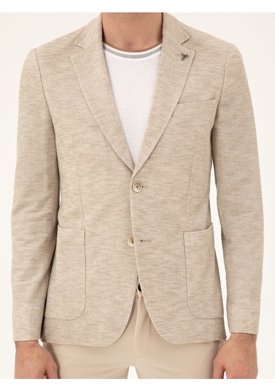 Cacharel Bej Slim Fit Pamuk Karışımlı Ceket