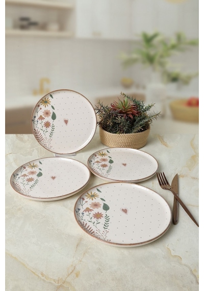 Keramika Soft Bloom Nordic Pasta Tabağı 22 Cm 4 Adet 22875 Çok Renkli