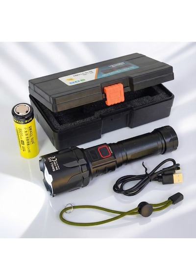 Small Sun 50w 5000 Lümen 26800 Model 8800 Mah Pil 1,5 İle 2 Km Menzilli 10 Saat Çalışma Süresi Siyah