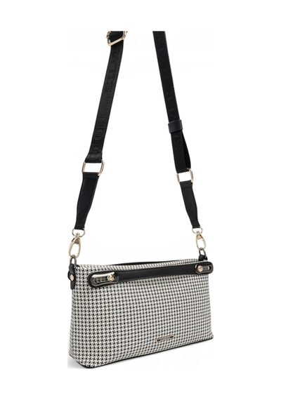 Silver & Polo Silver Polo Siyah - Siyah Kaz Ayağı Ekose Kadın Çapraz Çanta Sp1288