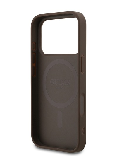 Apple iPhone Uyumlu 18 Pro Kılıf Guess  Lisanslı M-safe Şarj Özellikli Small 4g Classic Kapak Kahverengi