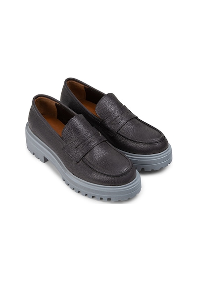 Deery Hakiki Deri Gri Loafer Kadın Ayakkabı - 01903zgrıp01 Gri